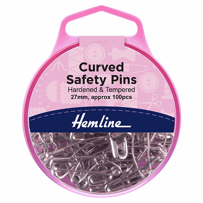 H418.0 Curved Safety Pins: Nickel: 27mm: 100 Pieces 